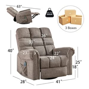 ANJ Oversized Rocker Recliner Chair with Massage and Heat, Manual Overstuffed Swivel Recliners for Big Man, Large Glider Rocking Reclining Chairs for Living Room, Camel