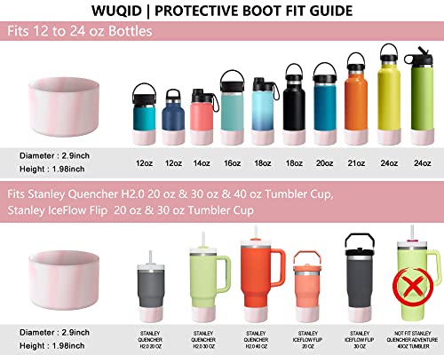 WUQID Protective Silicone Boot Sleeve for 12oz-40oz Hydroflask/Stanley Water Bottles Tumbler Anti-Slip Bottom Sleeve Cover for All Water Bottles Bottom Width of 2.83&3.56in