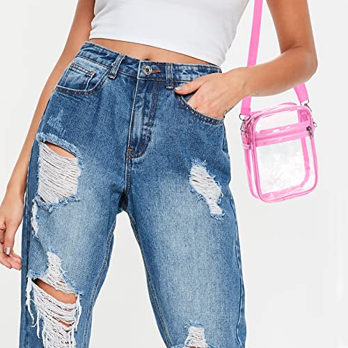 WJCD Clear Bag Stadium Approved PVC Concert Clear Purse Clear Crossbody Purse Bag clear bags for women,With front pocket (Pink)