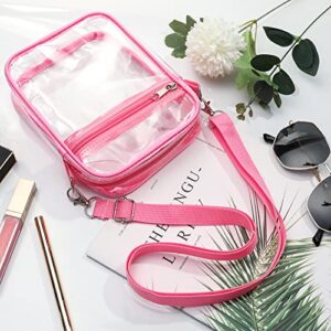 WJCD Clear Bag Stadium Approved PVC Concert Clear Purse Clear Crossbody Purse Bag clear bags for women,With front pocket (Pink)