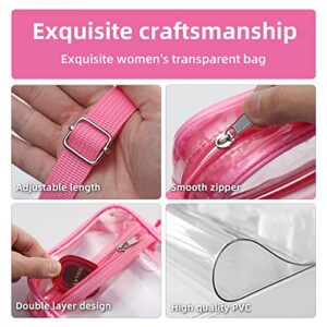 WJCD Clear Bag Stadium Approved PVC Concert Clear Purse Clear Crossbody Purse Bag clear bags for women,With front pocket (Pink)