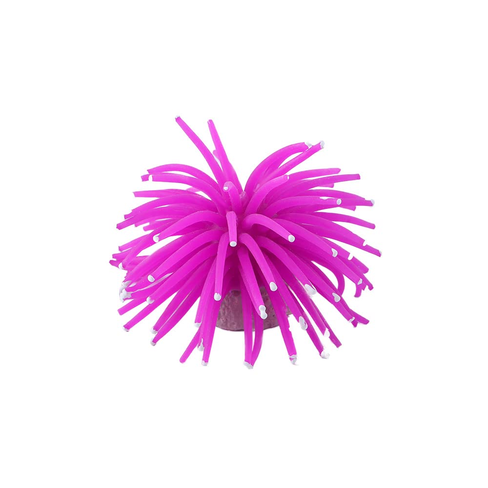 Artificial Sea Anemone Ornaments Silicone Aquarium Fish Tank Decorations Artificial Coral Plant Underwater Decor(Purple)