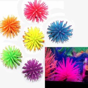 Artificial Sea Anemone Ornaments Silicone Aquarium Fish Tank Decorations Artificial Coral Plant Underwater Decor(Purple)