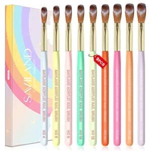 Saviland 9PCS Acrylic Nail Brush Set - Kolinsky Acrylic Nail Brushes for Acrylic Application, Size 4/6/8/10/12/14/16/18/20 Acrylic Powder Brushes for Acrylic Nails Extension & 3D Nail Carving