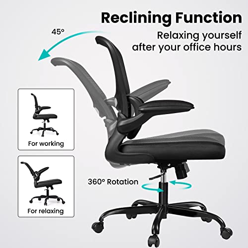 Razzor Office Chair, Ergonomic Desk Chair with Lumbar Support and Adjustable Armrests, Breathable Mesh Mid Back Computer Chair, Reclining Task Chair for Home Office