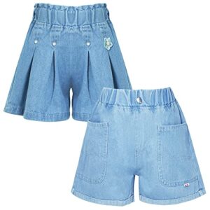 kid girl wide leg denim shorts hot pants toddler baby casual loose baggy summer jeans short with bowknow half mid denim pants 2 packs