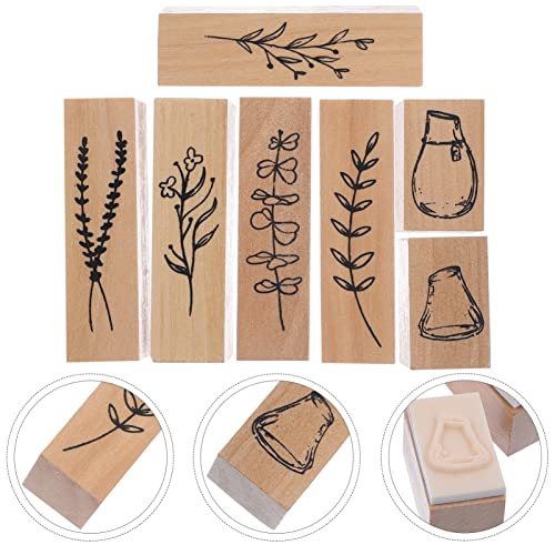 Rubber Stamps Rubber Stamps 7pcs Vintage Wooden Stamp Set Plant Flower Stamps Decorative Scrapbook Stamp Diary Scrapbook Stamp Journal Stamp for DIY Crafting Painting Stamps Stamps