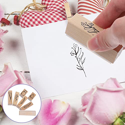 Rubber Stamps Rubber Stamps 7pcs Vintage Wooden Stamp Set Plant Flower Stamps Decorative Scrapbook Stamp Diary Scrapbook Stamp Journal Stamp for DIY Crafting Painting Stamps Stamps