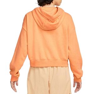 Nike Sportswear Club Fleece Women's Oversized Crop Graphic Hoodie Size - Small, Orange Trance/Heather-white