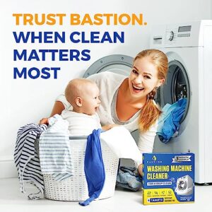 Bastion Washing Machine Cleaner, Deodorizer, & Descaler 6-Pack - Active Deep Cleaning Tablets for HE Front Loader & Top Load Washer, Septic Safe Eco-Friendly - 3 Month Supply