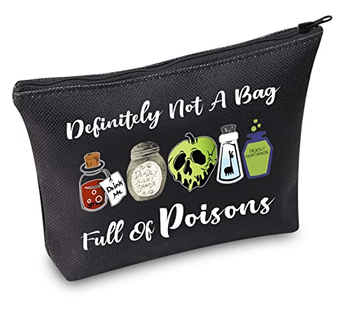 TSOTMO Evil Queen Witchy Gift Poison Apple Zipper Makeup Pouch Witch Poison Gift Poison Villains Inspired Gift Halloween Party Gift Villain Fans Gift (Full Of Poisons BLK)