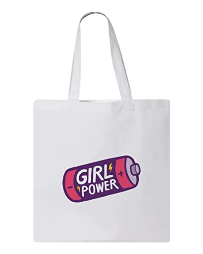 GIRL POWER DESIGN, Reusable Tote Bag, Lightweight Grocery Shopping Cloth Bag, 13” x 14” with 20” Handles