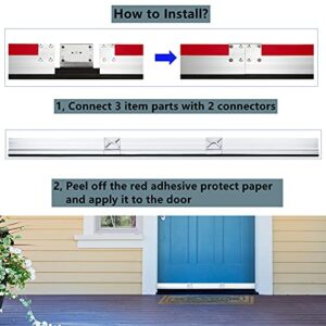 CQMMA 42 inches Door Draft Stopper Metal Under Bottom Mouse Guard Seal Strip Aluminum Noise Blocker with Rubber Sweep, Silver