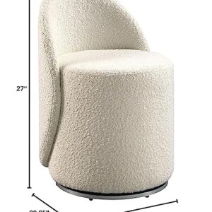 OSP Home Furnishings Lystra Swivel Barrel Vanity Chair with Textured Boucle Fabric, Cream