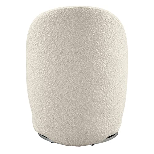 OSP Home Furnishings Lystra Swivel Barrel Vanity Chair with Textured Boucle Fabric, Cream