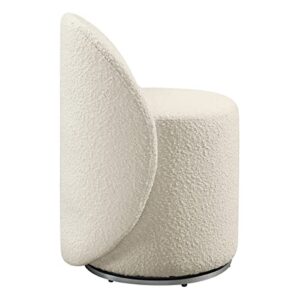 OSP Home Furnishings Lystra Swivel Barrel Vanity Chair with Textured Boucle Fabric, Cream