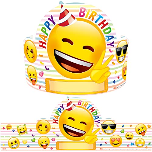 FANCY LAND Birthday Crowns for Kids Classroom 30PCS Emoji Birthday Crowns Party Supplies