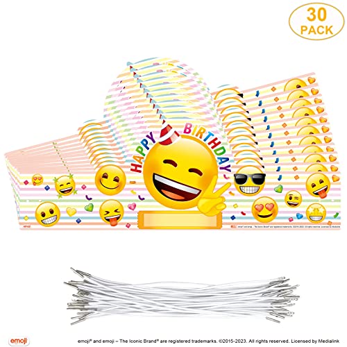 FANCY LAND Birthday Crowns for Kids Classroom 30PCS Emoji Birthday Crowns Party Supplies