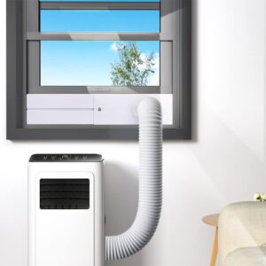 BROSYDA Portable Air Conditioner Window Vent Kit, Upgraded Seamless Portable AC Vent Kit with 5.9" Diameter of Exhaust Hose & Universal Coupler, Adjustable Window Seal Kit for Sliding Window