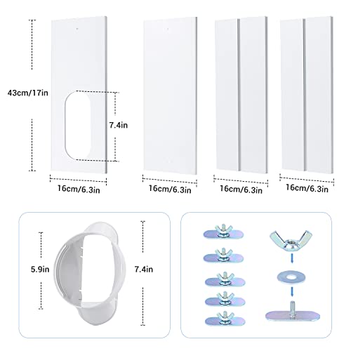 BROSYDA Portable Air Conditioner Window Vent Kit, Upgraded Seamless Portable AC Vent Kit with 5.9" Diameter of Exhaust Hose & Universal Coupler, Adjustable Window Seal Kit for Sliding Window