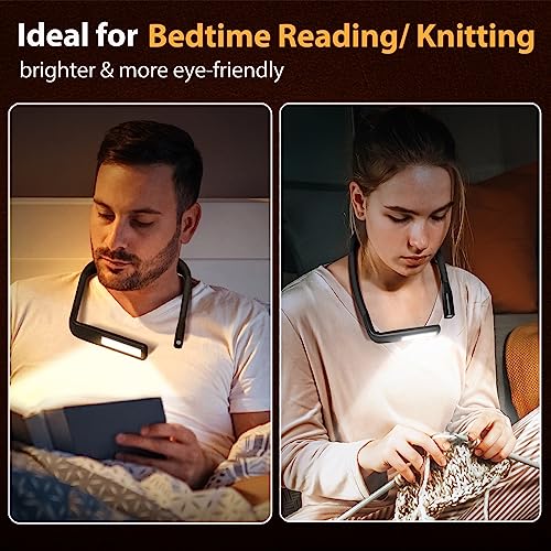 Book Reading Light Knitting Crochet Craft Light (Eye-friendly Wide Lamp), Book Lover Christmas Birthday Gifts Stocking Stuffers for Men Women Wife Husband Dad Mom Father Mother Teens Neck Booklight