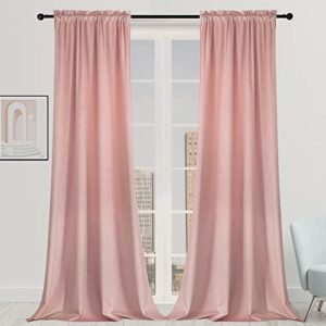 blush pink velvet curtains 108 inches super soft home decor room darkening curtains 2 panels set, thermal insulated velour rod pocket velvet drapes for bedroom and living room