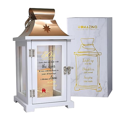 50th Wedding Anniversary Lantern, Best 50th Anniversary Wedding Gifts for Couple Parents Wife Husband Golden 50 Years of Marriage for Him He - Unique 50th Wedding Anniversary Gift Ideas