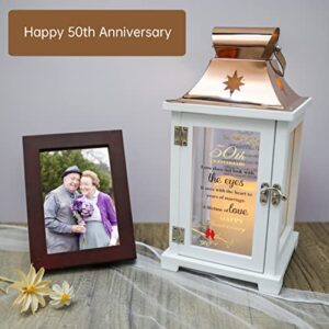 50th Wedding Anniversary Lantern, Best 50th Anniversary Wedding Gifts for Couple Parents Wife Husband Golden 50 Years of Marriage for Him He - Unique 50th Wedding Anniversary Gift Ideas