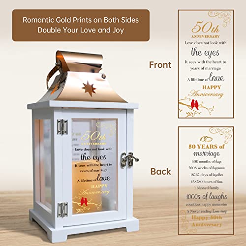 50th Wedding Anniversary Lantern, Best 50th Anniversary Wedding Gifts for Couple Parents Wife Husband Golden 50 Years of Marriage for Him He - Unique 50th Wedding Anniversary Gift Ideas