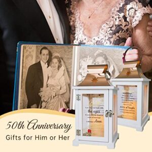 50th Wedding Anniversary Lantern, Best 50th Anniversary Wedding Gifts for Couple Parents Wife Husband Golden 50 Years of Marriage for Him He - Unique 50th Wedding Anniversary Gift Ideas