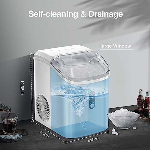 Havato Nugget Ice Maker Countertop, Auto-Cleaning Pebble Ice Maker with Ice Basket & Scoop, 33Lbs in 24H, Chewable Ice Maker Machine for Home Camping Party RV, White