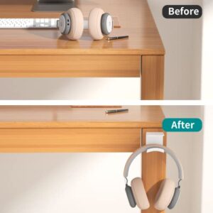 HomeMount Headphone Hook Under Desk - Headphone Holder Under Table, Adhesive Gaming Headphone Stand Hanger Desk Mount for Most Headphone（White）