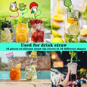 16 Pack Straw Covers Cap for Stanley Cup, Silicone Straw Toppers Compatible with Stanley 30&40 Oz Tumbler, Dust Proof Plugs Cap Protector Reusable Silicone Straw Tips