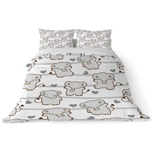 duvet cover sets california king -cartoon cute elephant-bedding comforter set breathable setssoft microfiber 3 pcs