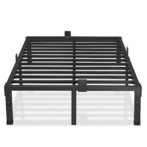 maf 12 inch full size bed frame with mattress slide stopper black heavy duty metal platform bed frames steel slat support, no box spring needed, noise free, easy assembly