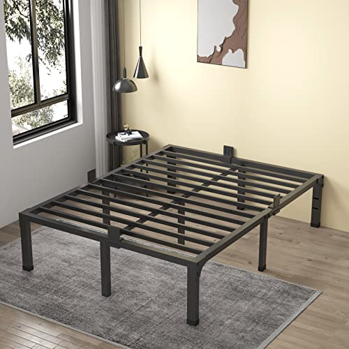 MAF 12 Inch Full Size Bed Frame with Mattress Slide Stopper Black Heavy Duty Metal Platform Bed Frames Steel Slat Support, No Box Spring Needed, Noise Free, Easy Assembly
