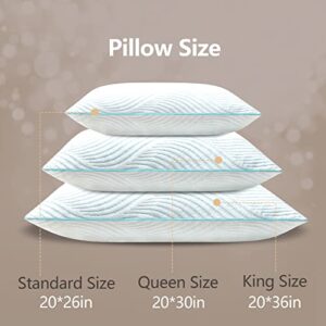 Smilereve Pillows Standard Size Set of 2 Cooling Memory Foam Pillows for Sleeping Adjustable Firm Pillow for Back and Side Sleeper