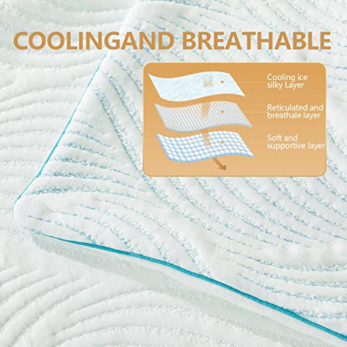 Smilereve Pillows Standard Size Set of 2 Cooling Memory Foam Pillows for Sleeping Adjustable Firm Pillow for Back and Side Sleeper