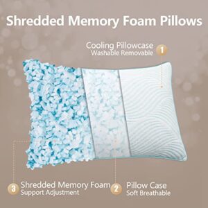 Smilereve Pillows Standard Size Set of 2 Cooling Memory Foam Pillows for Sleeping Adjustable Firm Pillow for Back and Side Sleeper