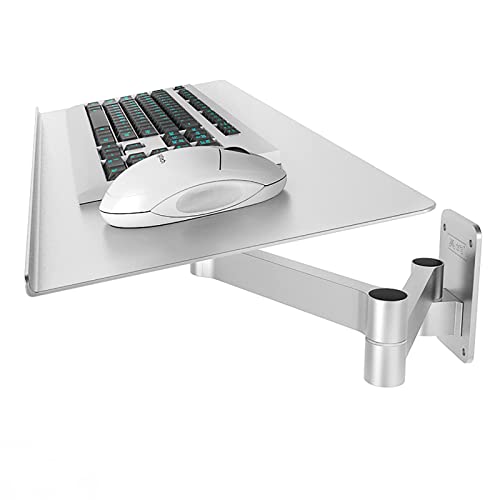 QQXX Wall Keyboard Arm Tray,24 Inch Silver Keyboard Tray Mount Tray,Adjustable Ergonomic Keyboard Platform,Wall Mounted Sit-Stand Wall Keyboard Arm,Office Furniture Accessories