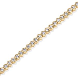 PAVOI 14K Yellow Gold Plated 2mm Cubic Zirconia Honeycomb Tennis Bracelet | Gold Bracelets for Women | 6.5 Inches