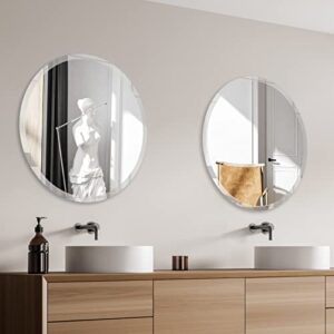 Classic 24 "x 24" Beveled Circular Mirror/Frameless Bathroom Mirror/1 "Beveled/Minimalist Style