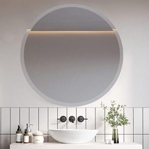 Classic 24 "x 24" Beveled Circular Mirror/Frameless Bathroom Mirror/1 "Beveled/Minimalist Style