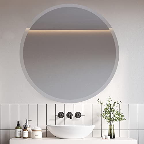 Classic 24 "x 24" Beveled Circular Mirror/Frameless Bathroom Mirror/1 "Beveled/Minimalist Style