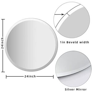 Classic 24 "x 24" Beveled Circular Mirror/Frameless Bathroom Mirror/1 "Beveled/Minimalist Style