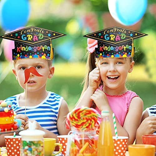 30 Pieces Preschool Paper Graduation Crown for Kids Colorful Adjustable Paper Hats Graduation Congrats Hats for Kindergarten Student Grad Ceremony Party Supplies