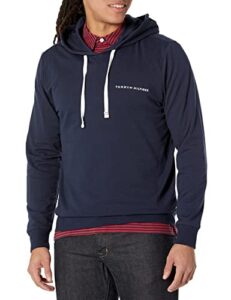tommy hilfiger men's modern essentials long sleeve hoodie, dark navy