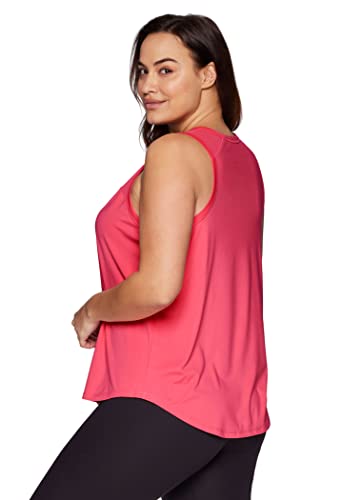 RBX Women's Plus Size Tank Top with Mesh Breathable Workout Tank T-Mesh Coral 2X