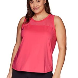 RBX Women's Plus Size Tank Top with Mesh Breathable Workout Tank T-Mesh Coral 2X