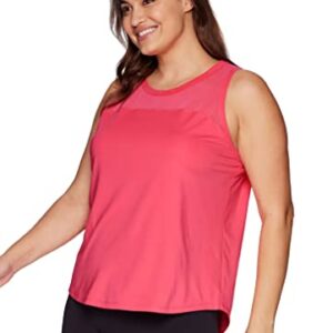 RBX Women's Plus Size Tank Top with Mesh Breathable Workout Tank T-Mesh Coral 2X